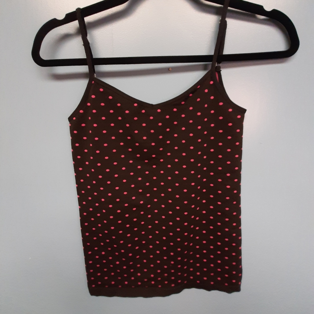 •Beverly Hills Polo Club Black and Pink Spaghetti Strap Tank Top